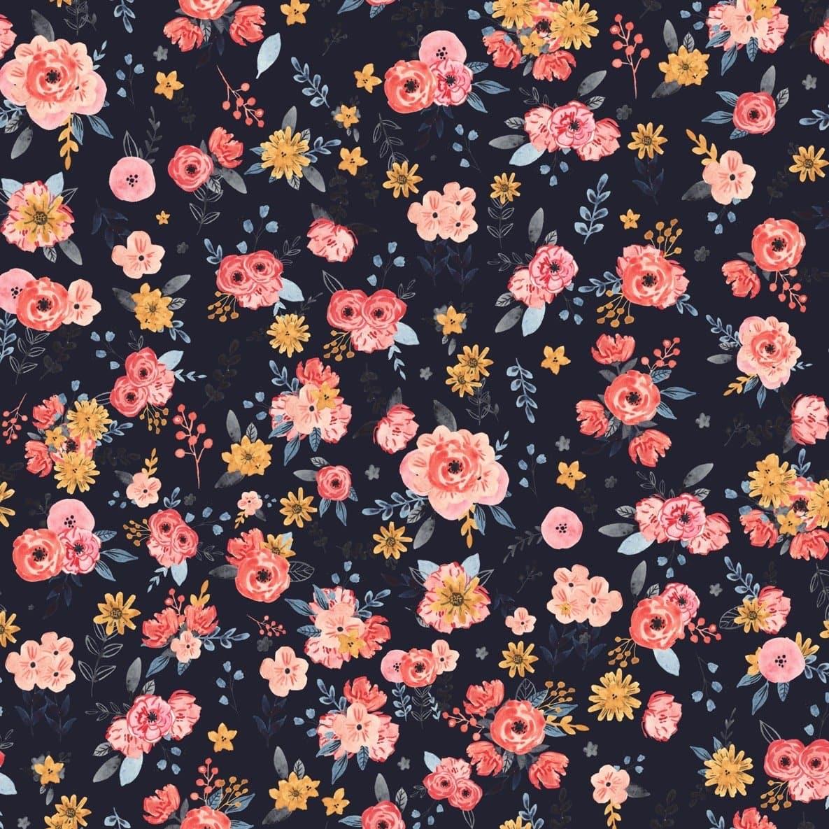 In Bloom (Navy) Wallpaper