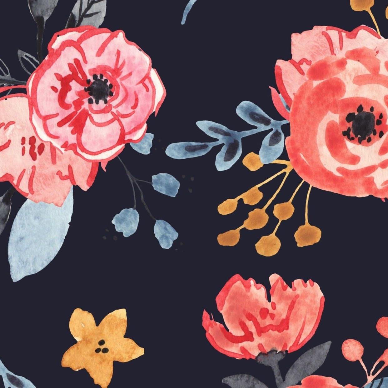 In Bloom (Navy) Wallpaper