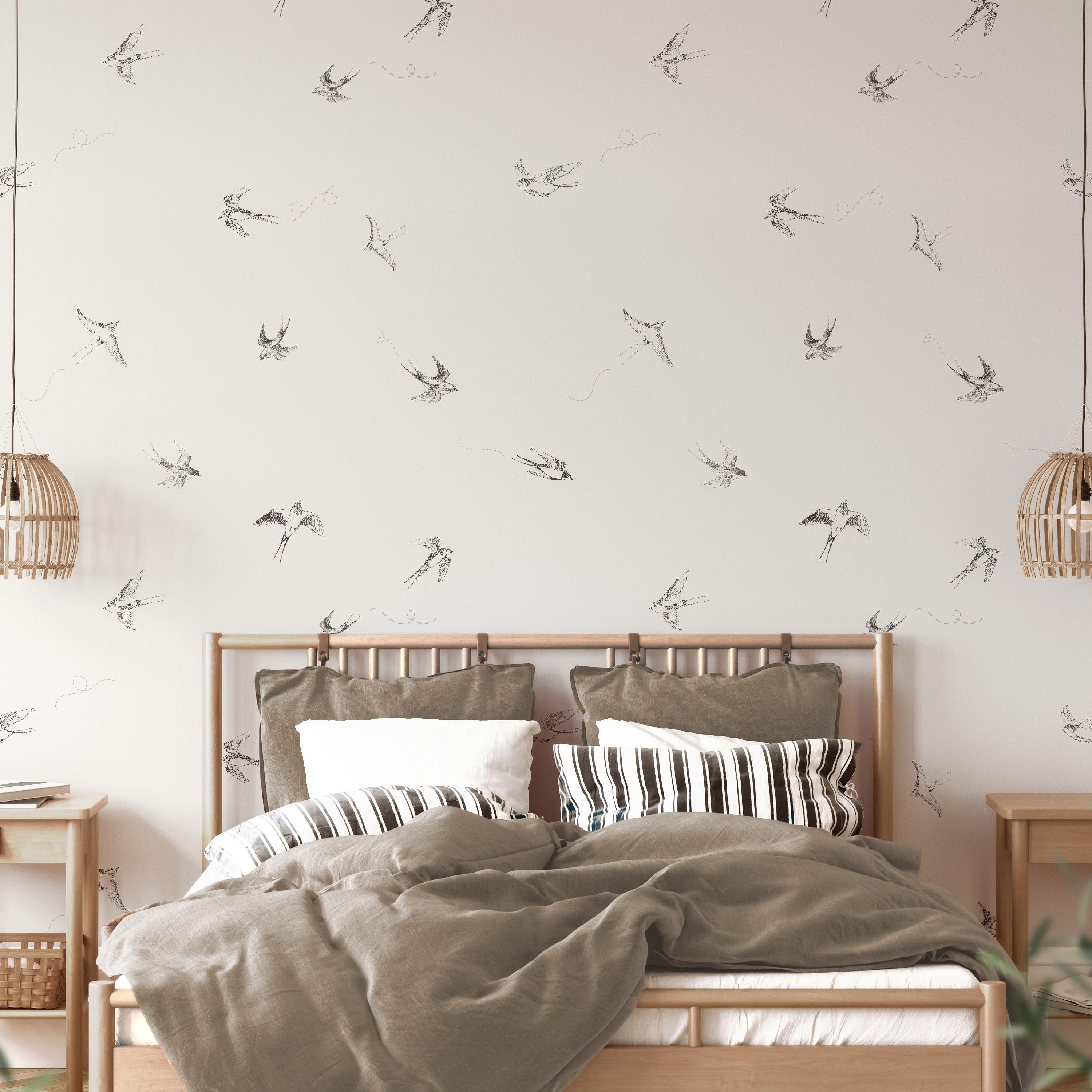 Of a Feather (White) Wallpaper