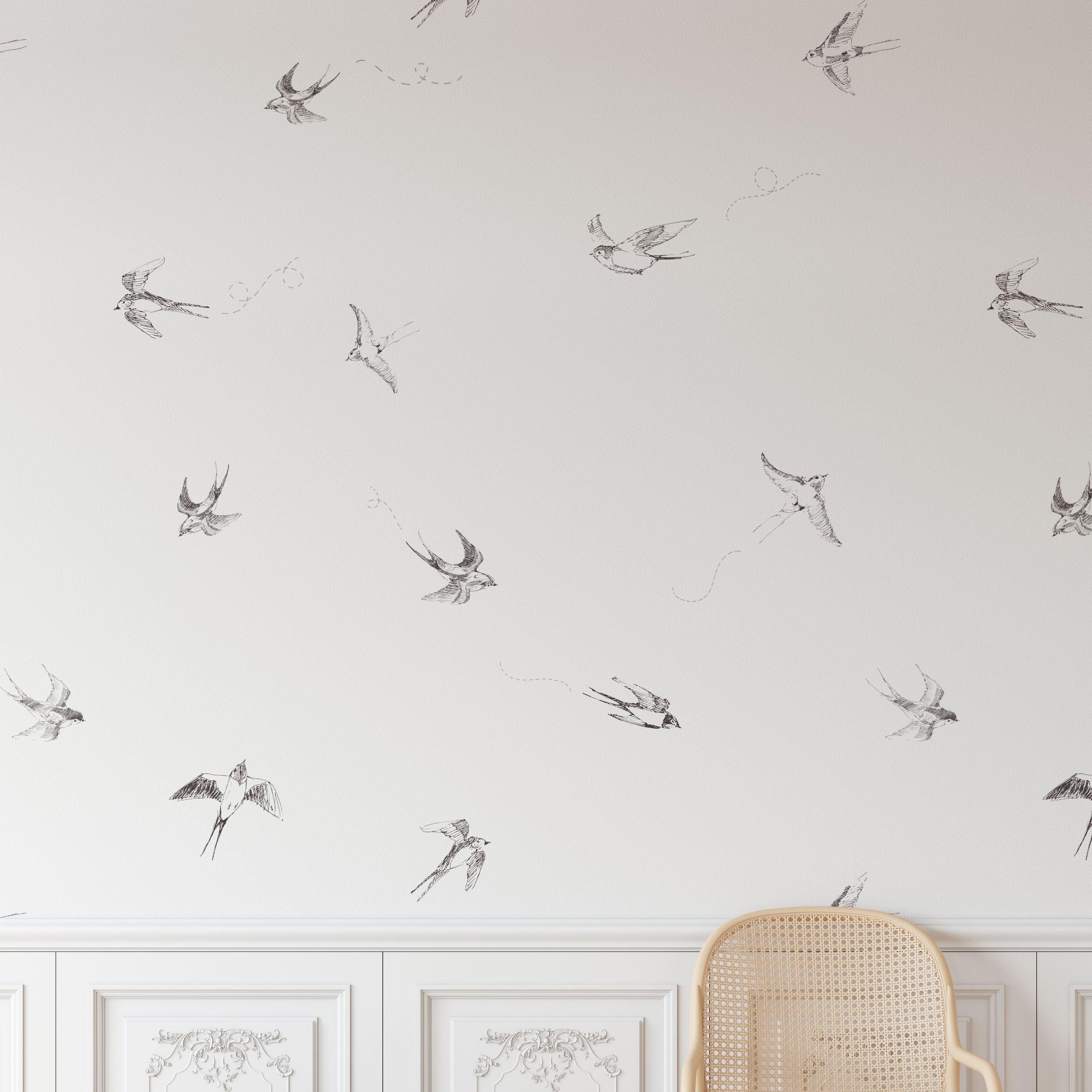 Of a Feather (White) Wallpaper