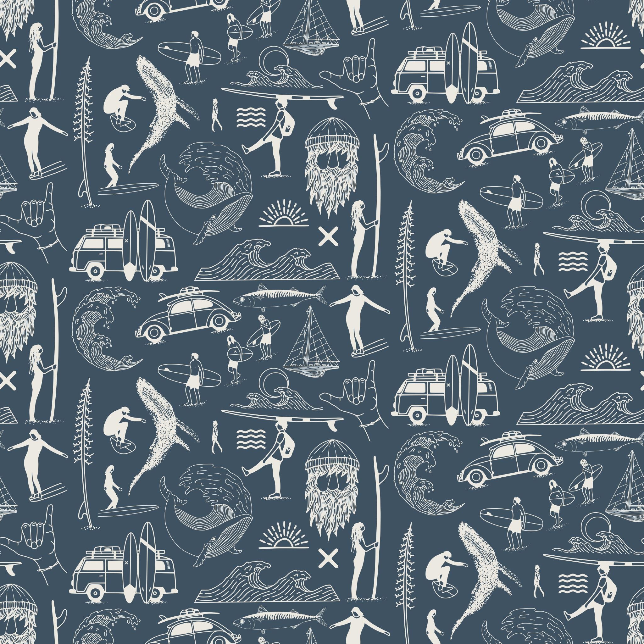 Saltwater Surf (Blue) Wallpaper